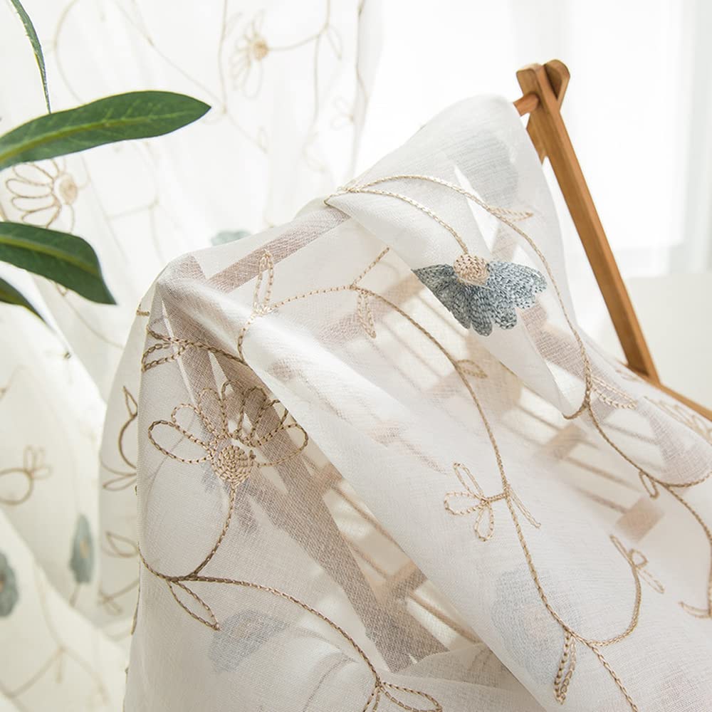 Amazon｜刺繍入りシアーカーテン長さ84インチ、ライトフィルタリング